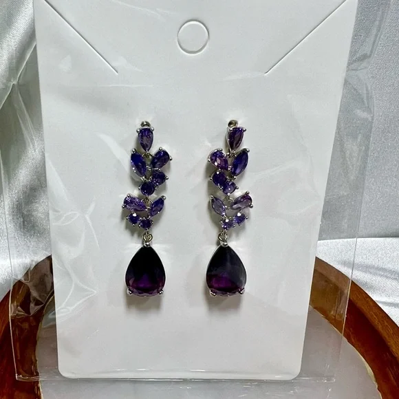 Purple Drop Earrings - Picture 2 of 4